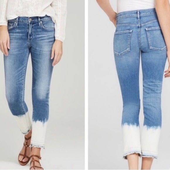 CITIZENS OF HUMANITY Agnes Crop Mid
Rise Slim Straight dark wash Jeans, size 26 - Picture 1 of 12